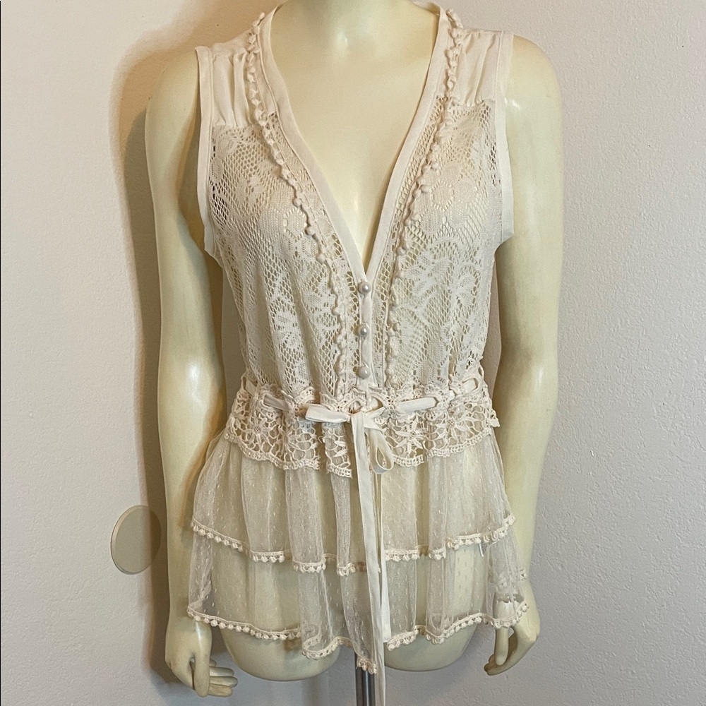 Sexy boho a'gaci Cream Lace Camisole Top nwot